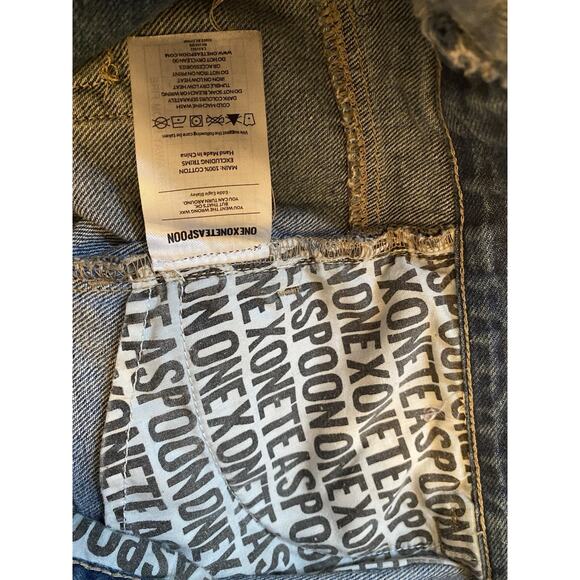 Free People ONE TEASPOON Rollers Jean Shorts Sz Thrashed Fray Asymmetrical 29 30 - Picture 5 of 6